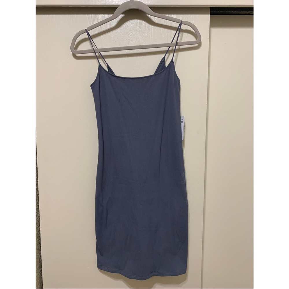 Blue Ribbed Mini Dress